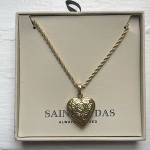 Saint Midas Rose Heart Locket 18” Chain